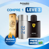 3 Perfumes Masculinos (100ml) - 1 Million | 212 VIP NYC | Ferrari Black (5 Anos Armazém do Perfume)