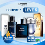 Combo 5 Perfumes Masculinos Importados (100ml) - 212 Vip Men | Sauvage | BLEU | Invictus | 1 Million | (5 Anos Armazém do Perfume)