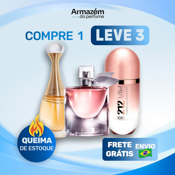 3 Perfumes Femininos (100ml) - 212 VIP Rosé | La Vie est Belle | Jadore (5 Anos Armazém do Perfume)
