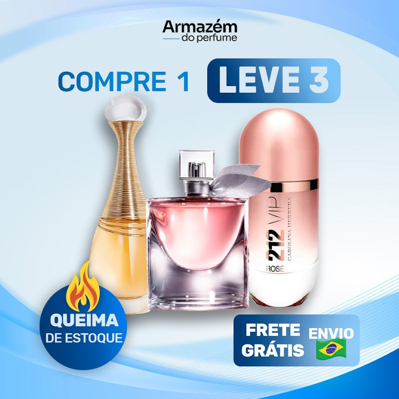 3 Perfumes Femininos (100ml) - 212 VIP Rosé | La Vie est Belle | Jadore (5 Anos Armazém do Perfume)