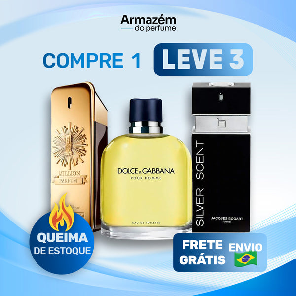 3 Perfumes Masculinos (100ml) - 1 Million  | D&G Pour Homme | Silver Scent (5 Anos Armazém do Perfume)