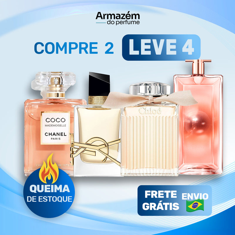 4 Perfumes Femininos (100ml) -  Coco Mademoiselle | Libre Yves Saint Laurent | Chloé Signature | Lâncome Idôle (5 Anos Armazém do Perfume)