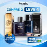 4 Perfumes Masculinos (100ml) - 1 Million | Bleu de Chanel | Sauvage | 212 VIP Black (5 Anos Armazém do Perfume)