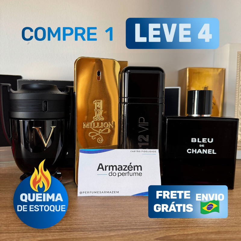 Combo 4 Perfumes Masculinos Importados (100ml) - 1 Million | 212 | Invictus | BLEU (5 Anos Armazém do Perfume)